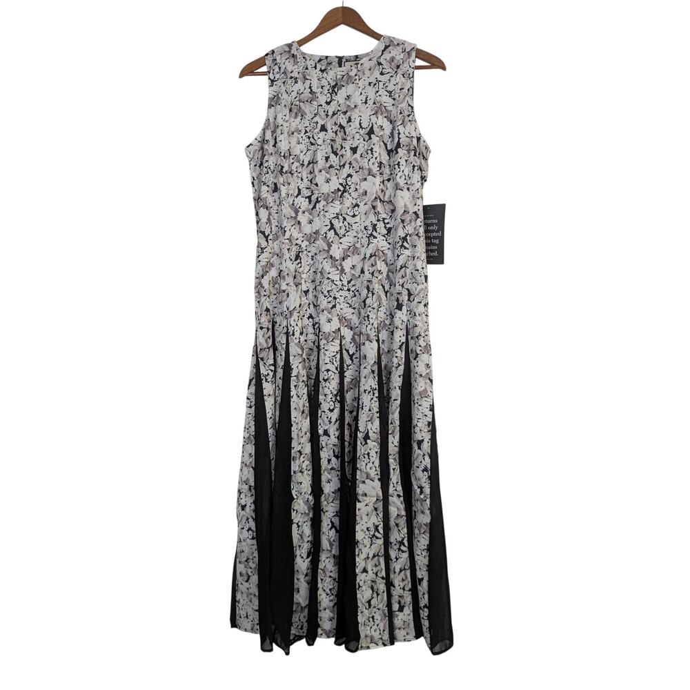 Tuckernuck Andi Dress Midnight Garden Midi Floral Sleeveless Flowy Flare Sz 4